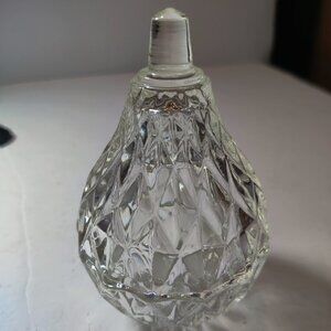 Pear Shaped Clear Glass Trinket dish with lid. Small & pretty, Unmarked, Shines
